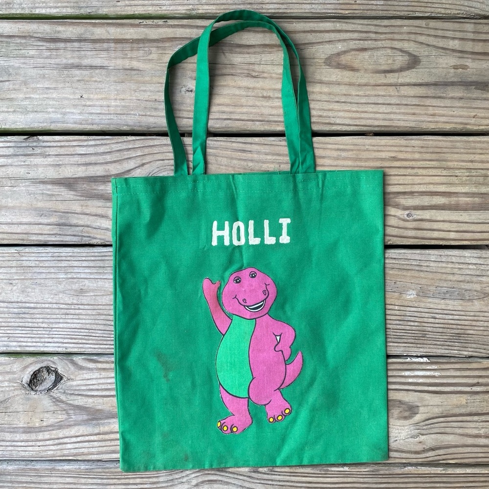 VTG 1990s Green Barney Tote Bag
